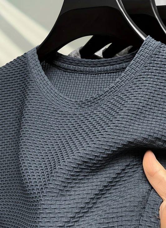 Jaquard Textured Spandexdry T-shirt - Charcoal