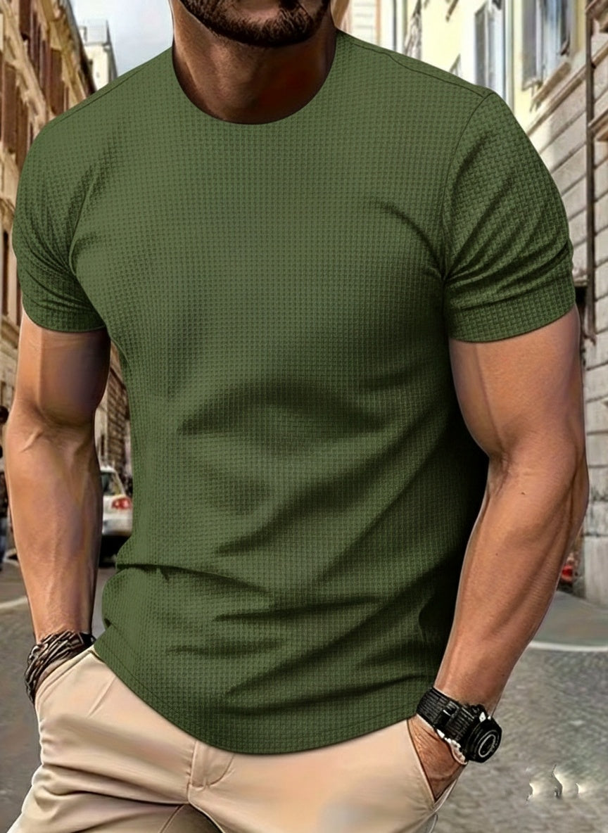 Bubble Textured Spandex T-shirt - Olive