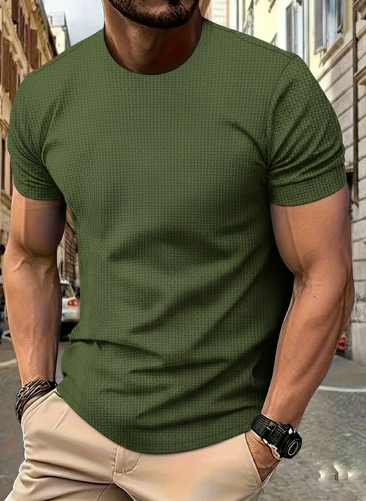 Bubble Textured Spandex T-shirt - Olive