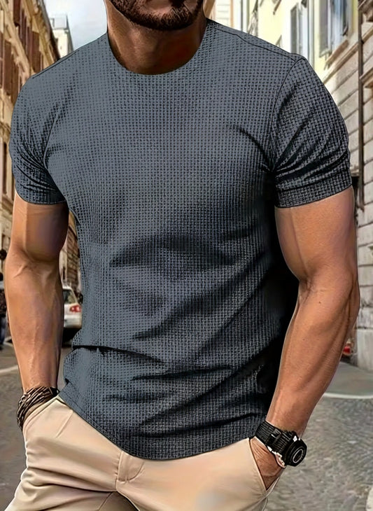 Bubble Textured Spandex T-shirt - Charcoal