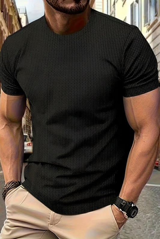 Bubble Textured Spandex T-shirt - Black