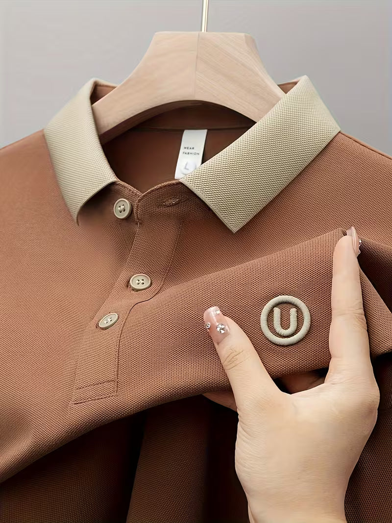 Contrast Cotton Polo - Peach Brown