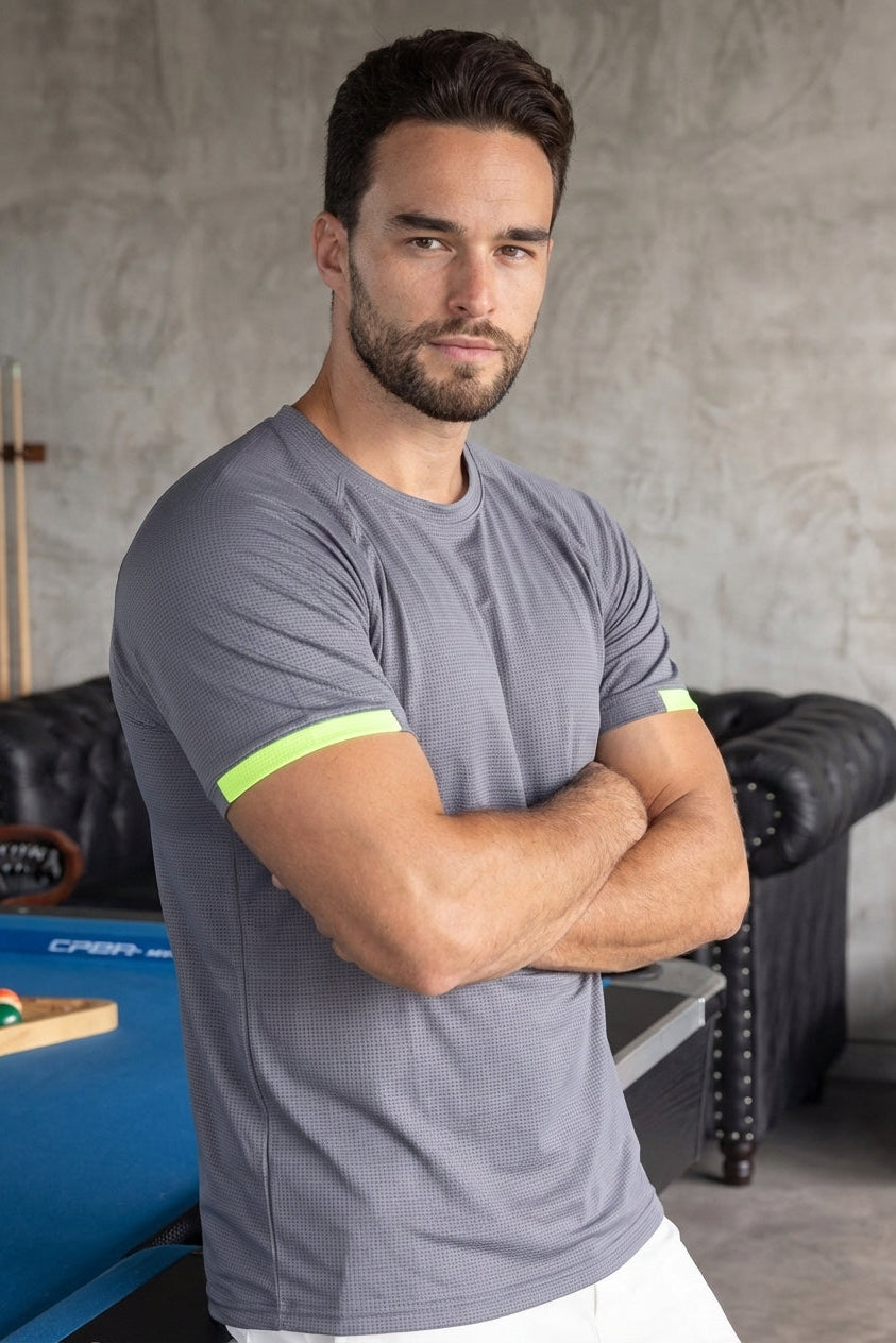 Tennis Box Spandexdry T-Shirts - Grey