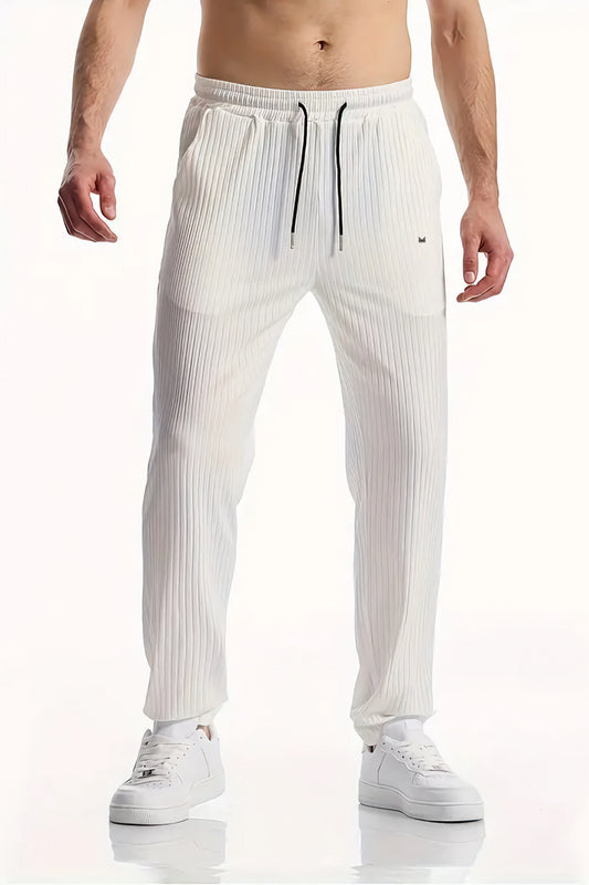 Drop Needle Texture Series Cotton Trouser - Cream