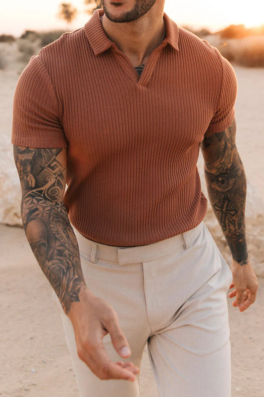 Azure Dropneedle Texture Polo - Rust