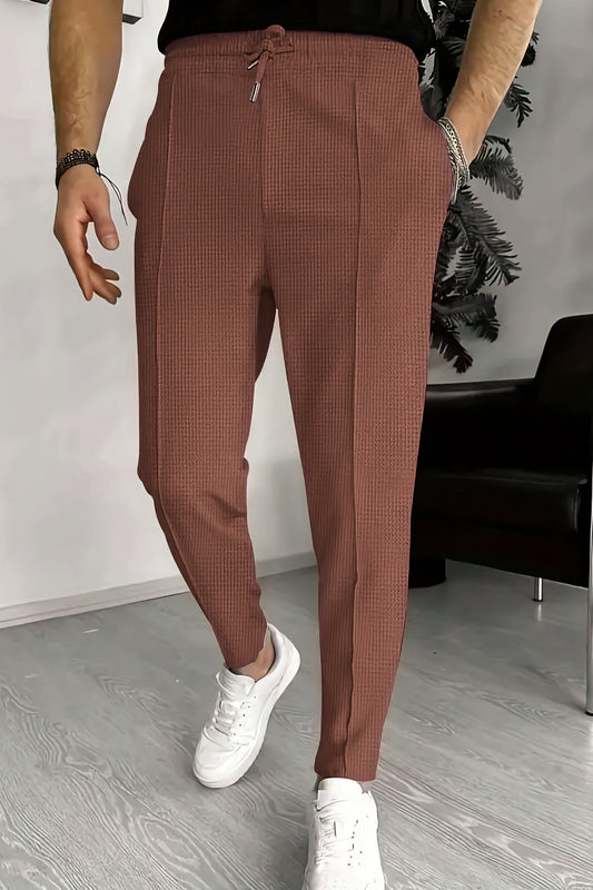 Textured Cotton Terry Trouser - Rust Brown