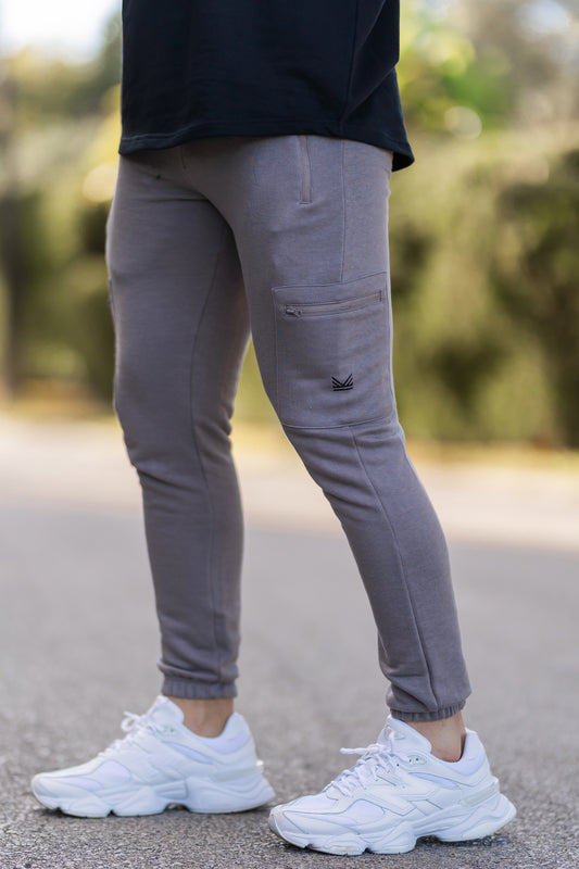 Essential Zip Cotton Terry Trouser in Grey