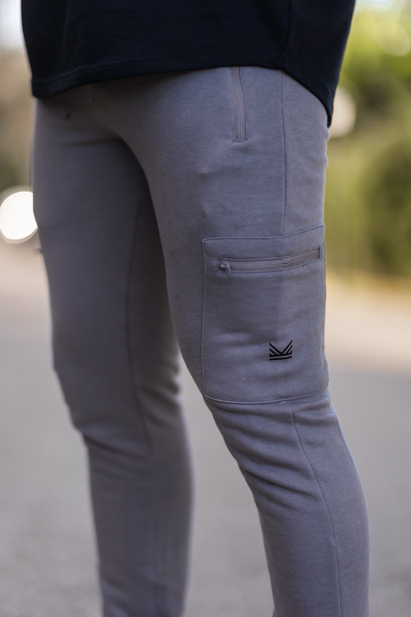 Essential Zip Cotton Terry Trouser in Grey