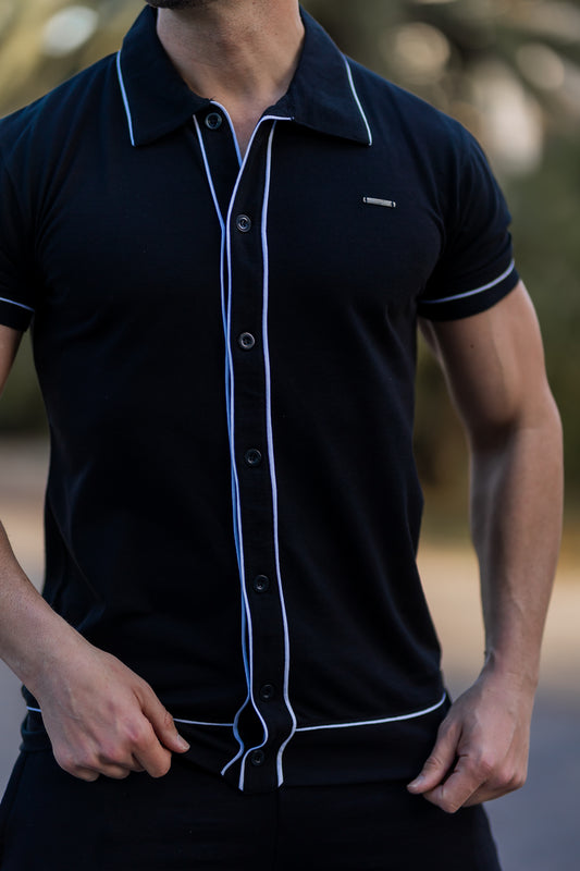 Cedro Cotton Polo Shirt Black
