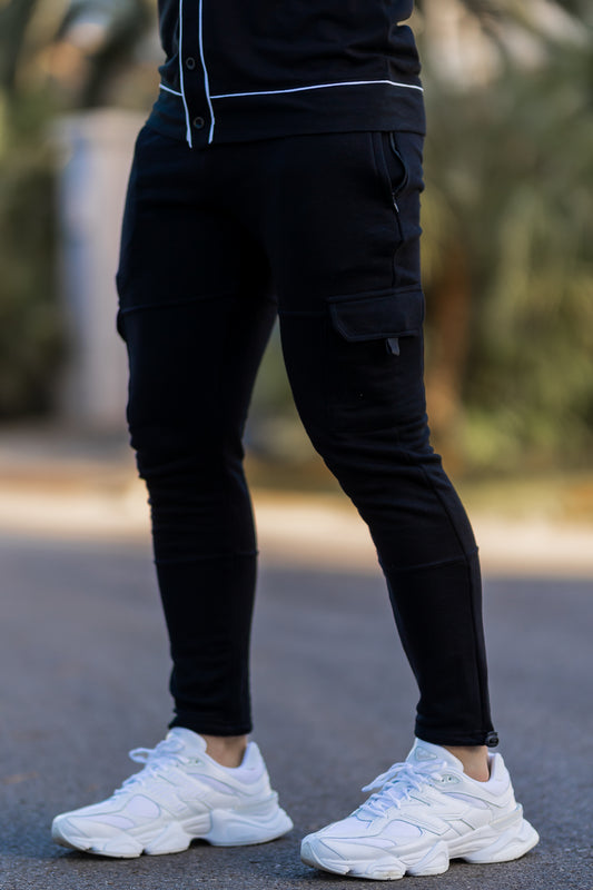 Cedro Cargo Cotton Terry Trouser Black