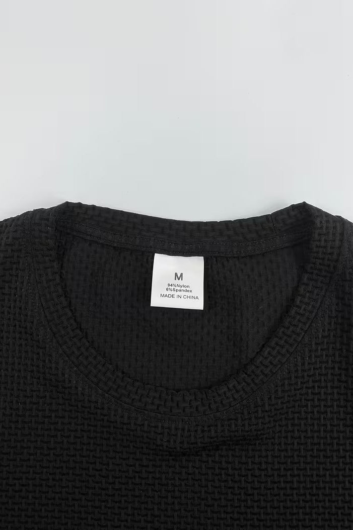 Bubble Textured Spandex T-shirt - Black