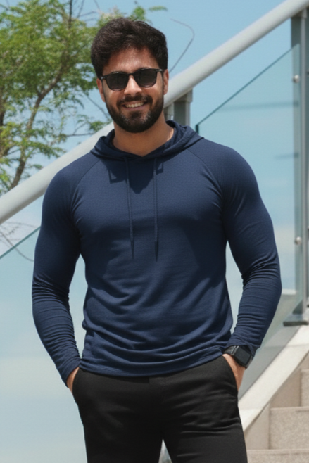 Light Weight SpandexDry  Hoodie - Navy
