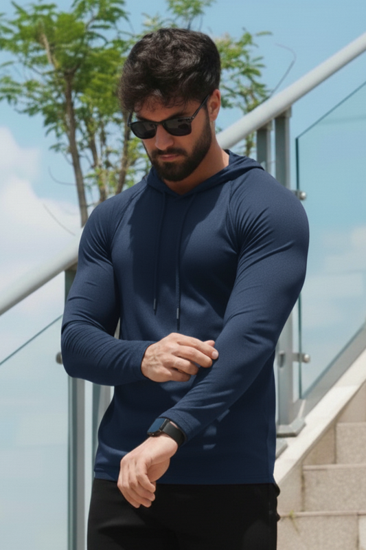 Light Weight SpandexDry  Hoodie - Navy