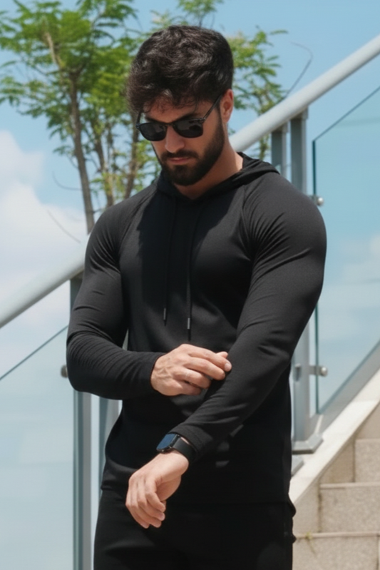 Light Weight SpandexDry Hoodie - Black