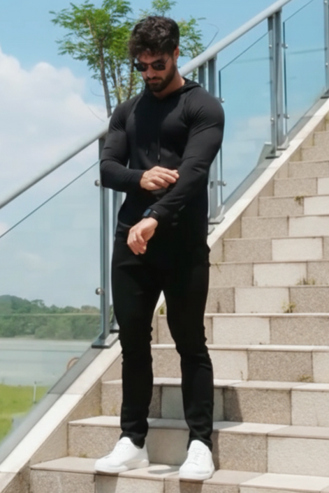 Light Weight SpandexDry Hoodie - Black