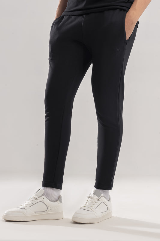 All Black Cotton Terry Trouser with Logo