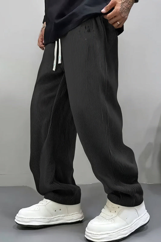 Texture Line NoSpandex  StraightFit Trouser  - Black