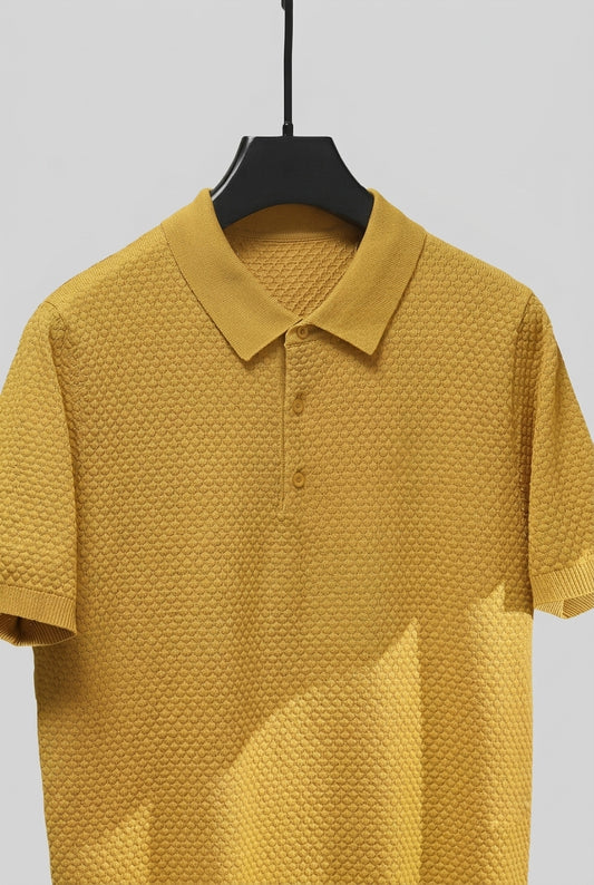Popcorn Texture Polo - Rust Gold