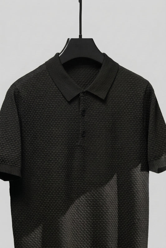 Popcorn Texture Polo - Black