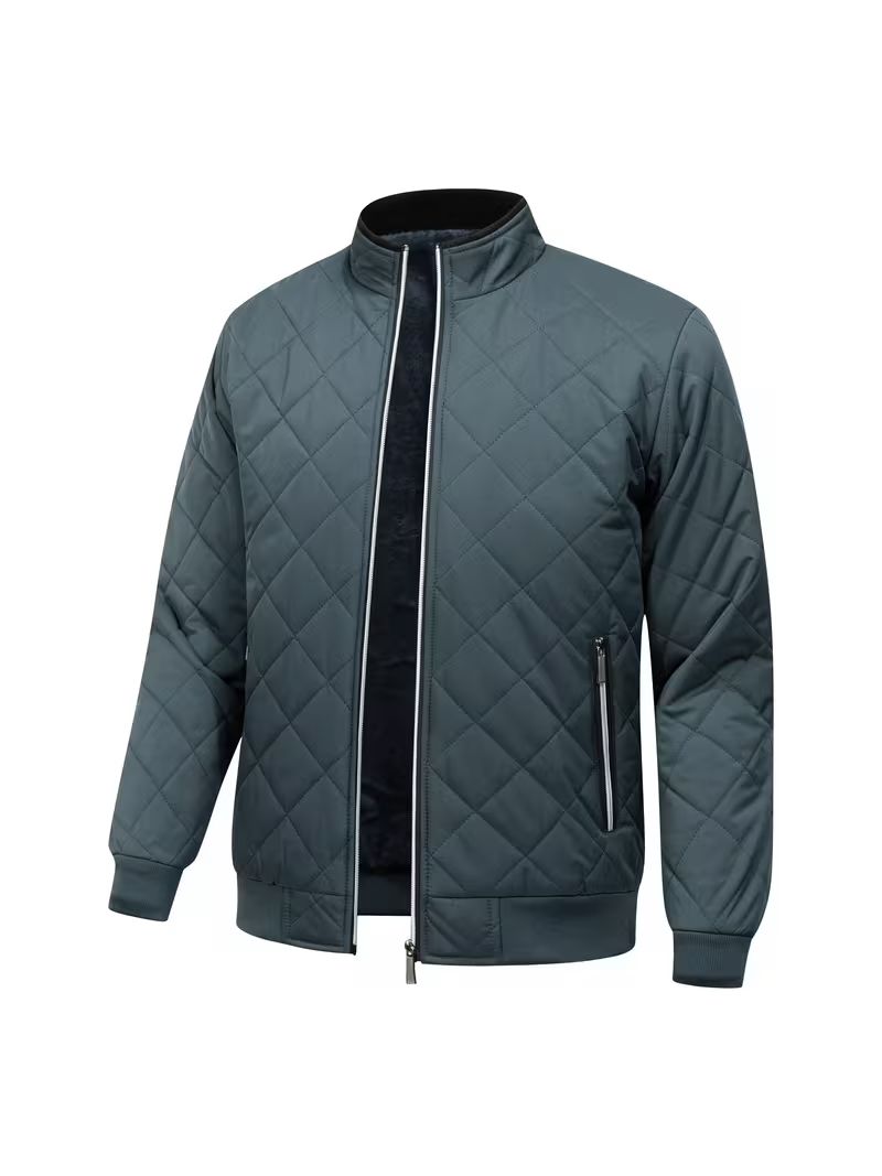 JS-21 Grey quilting grey furr jacket with sherpa furr inside