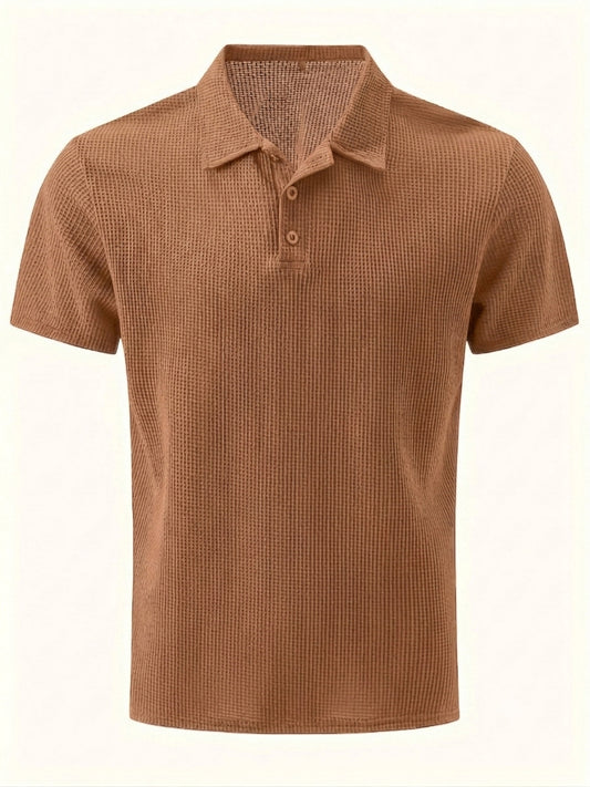 Bubble Texture Polo - Peach Brown