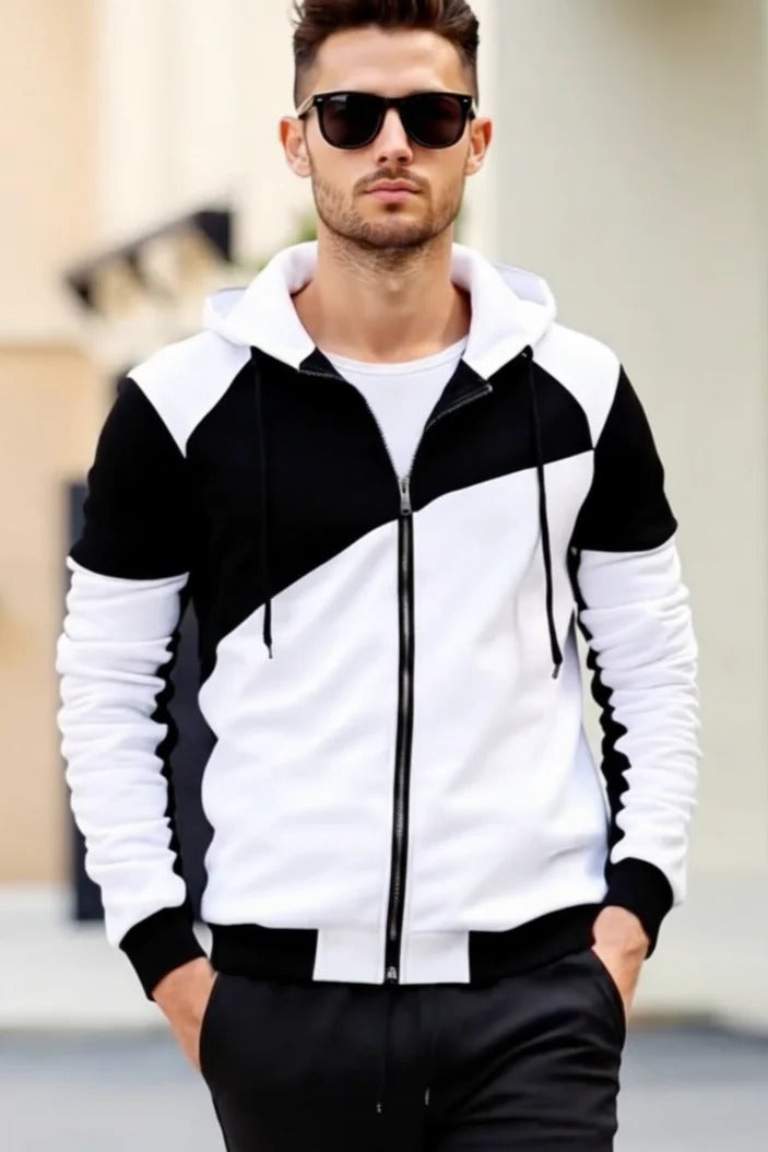 French Colorblock Hoodie - White
