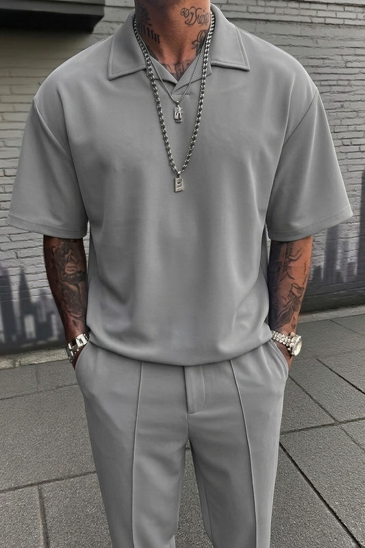 Charlie Drop Shoulder Polo - Grey