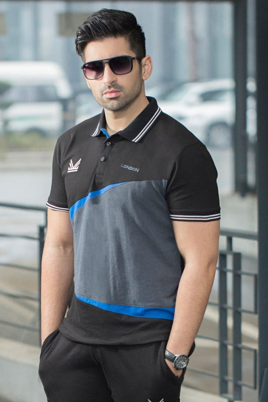 Paris Cotton Polo - Black/Grey