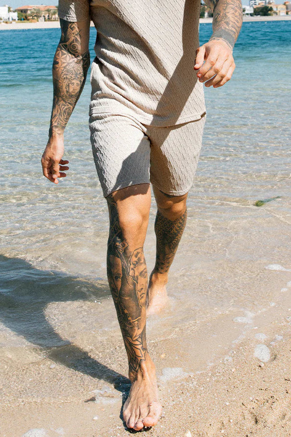 Cabo Textured Shorts-Cream