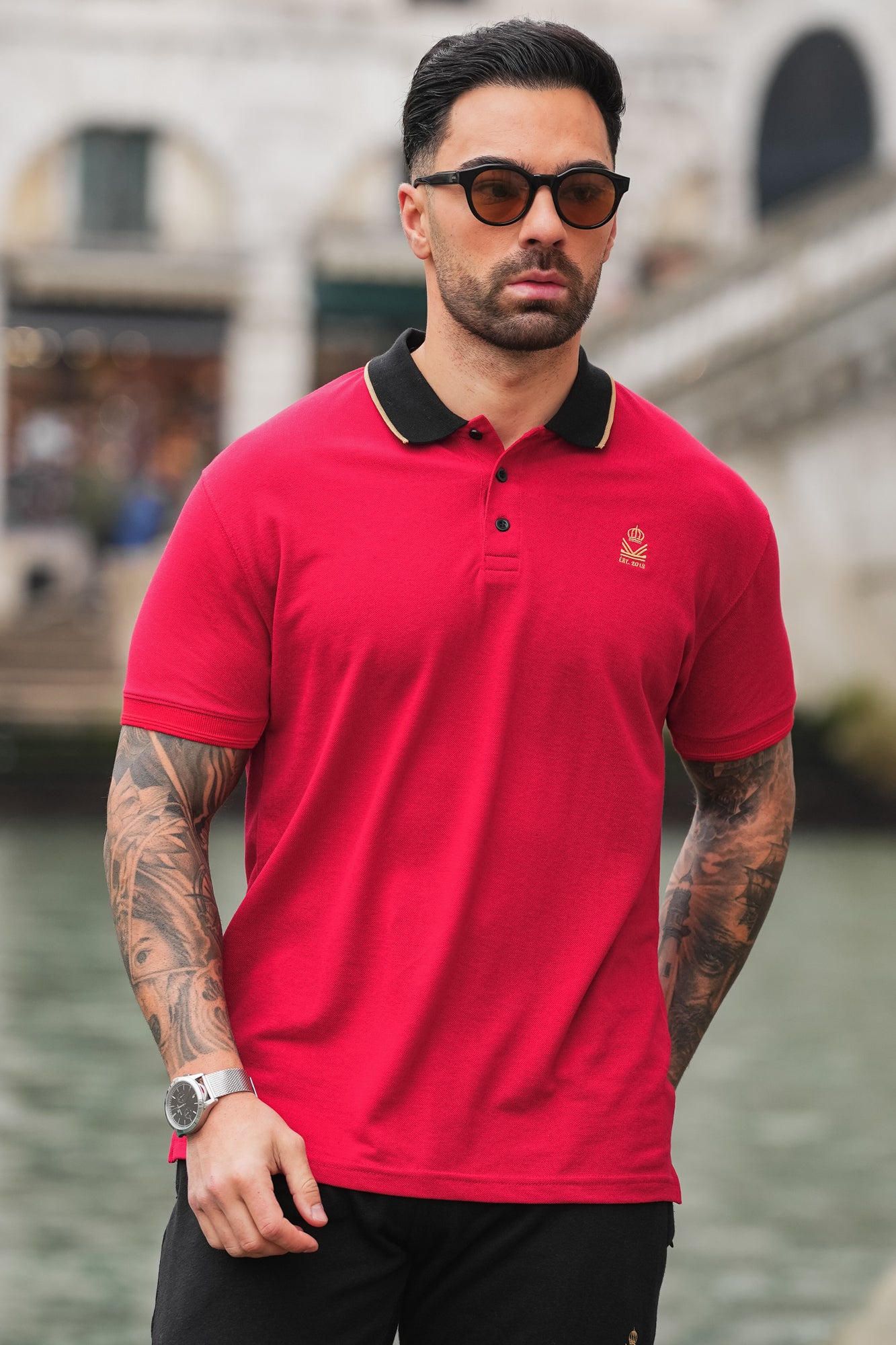 Crest Cotton Polo in Red