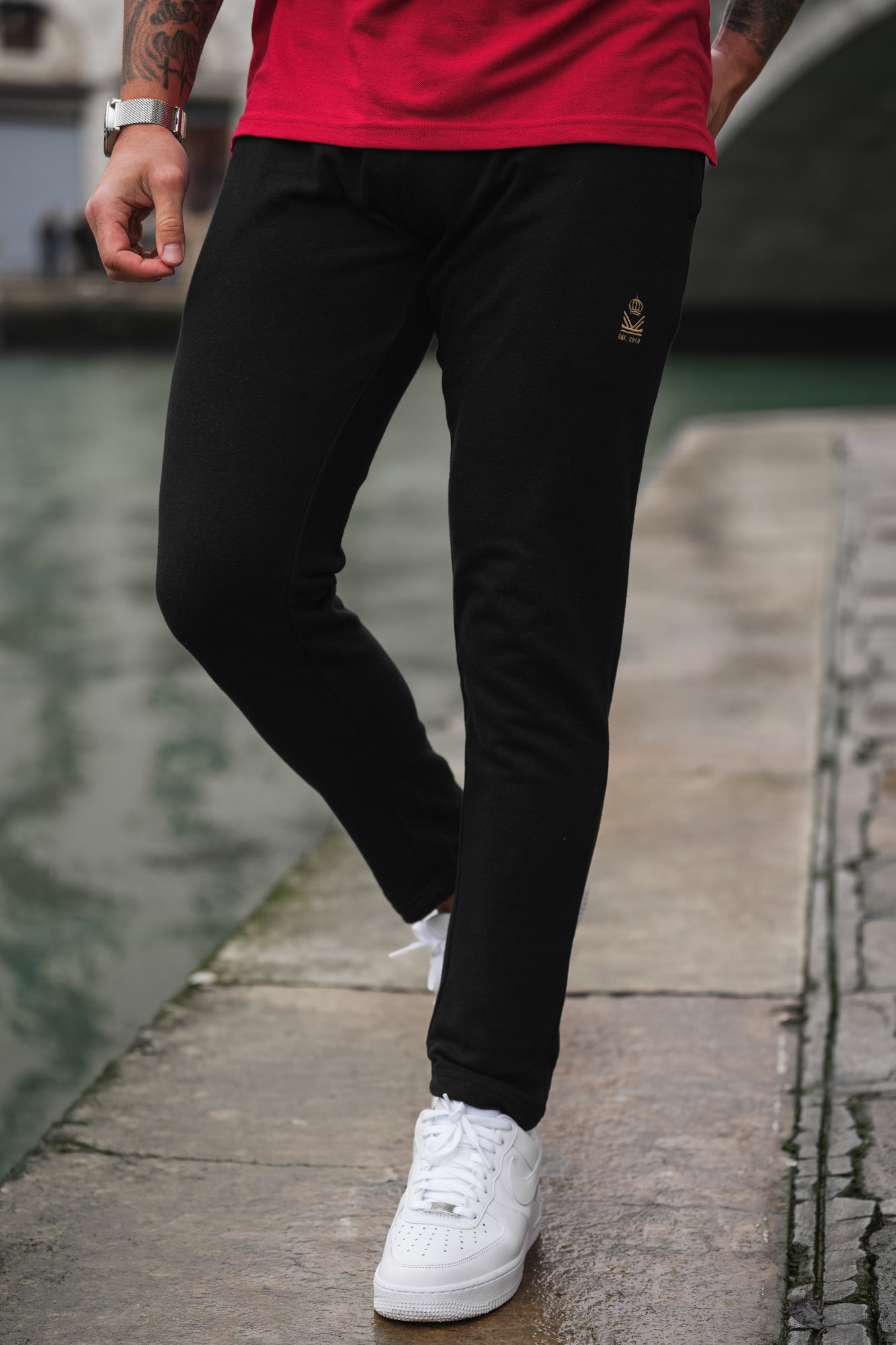 Crest Cotton Terry trouser in Black