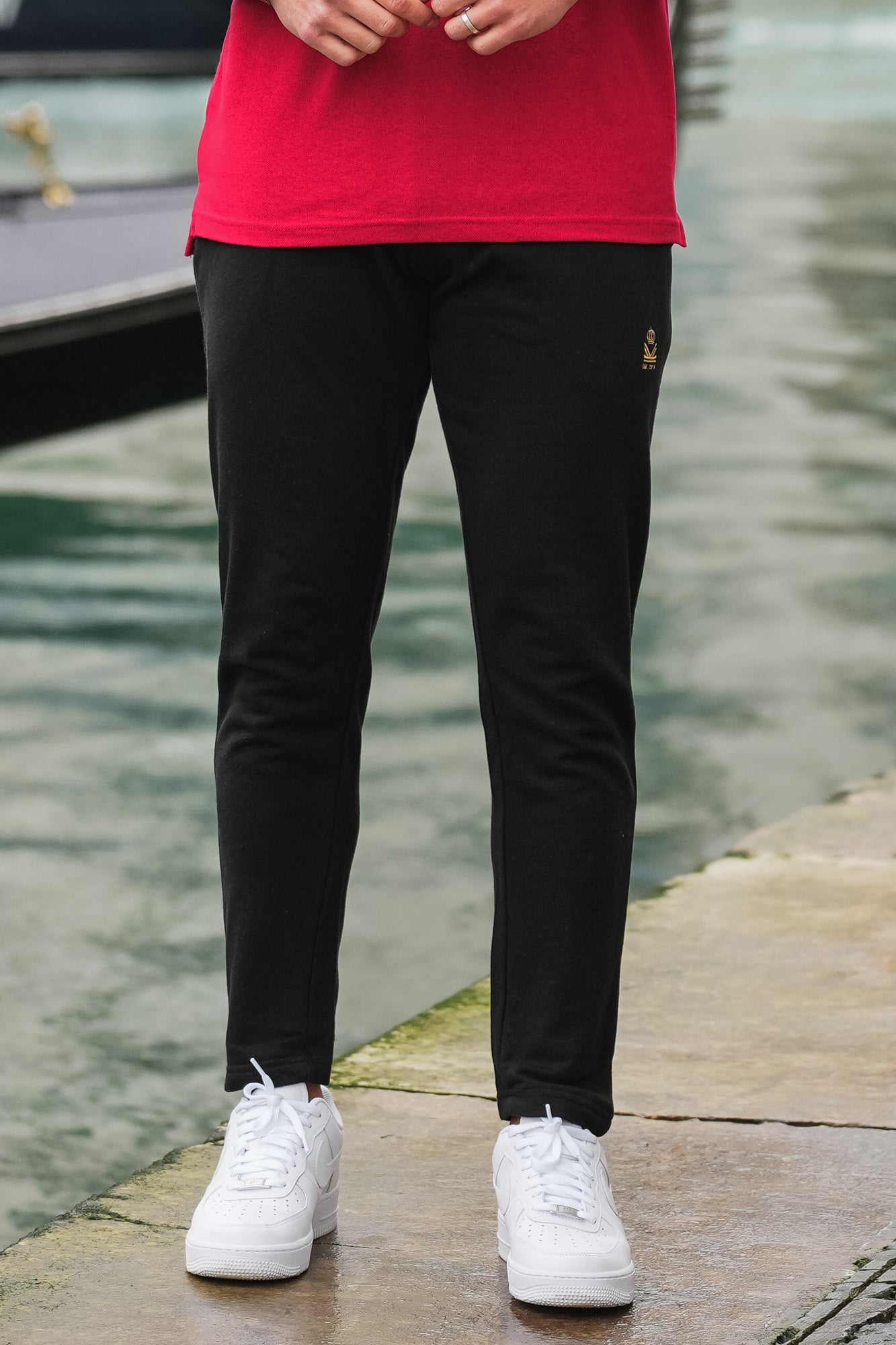 Crest Cotton Terry trouser in Black