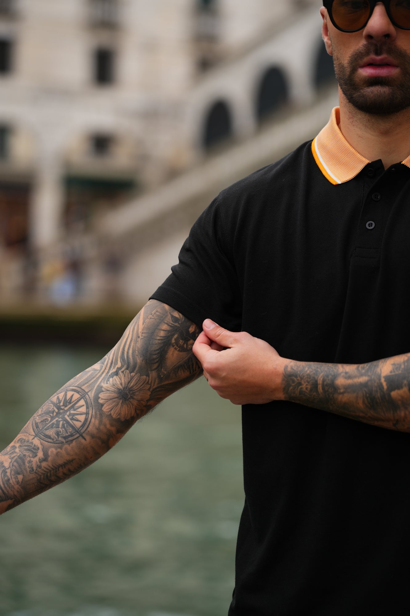 Formal Cotton Polo -  Black