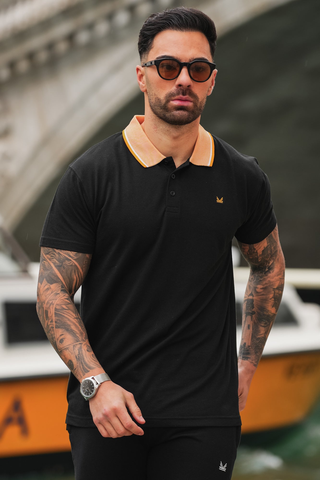 Formal Cotton Polo -  Black