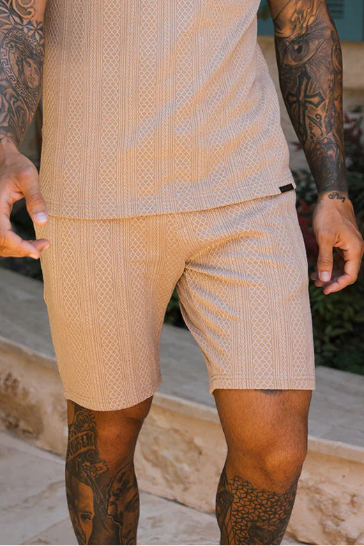 Monaco Snake Textured Shorts - Cream