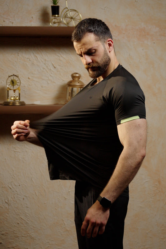 Tennis Box Spandexdry T-Shirts - Black