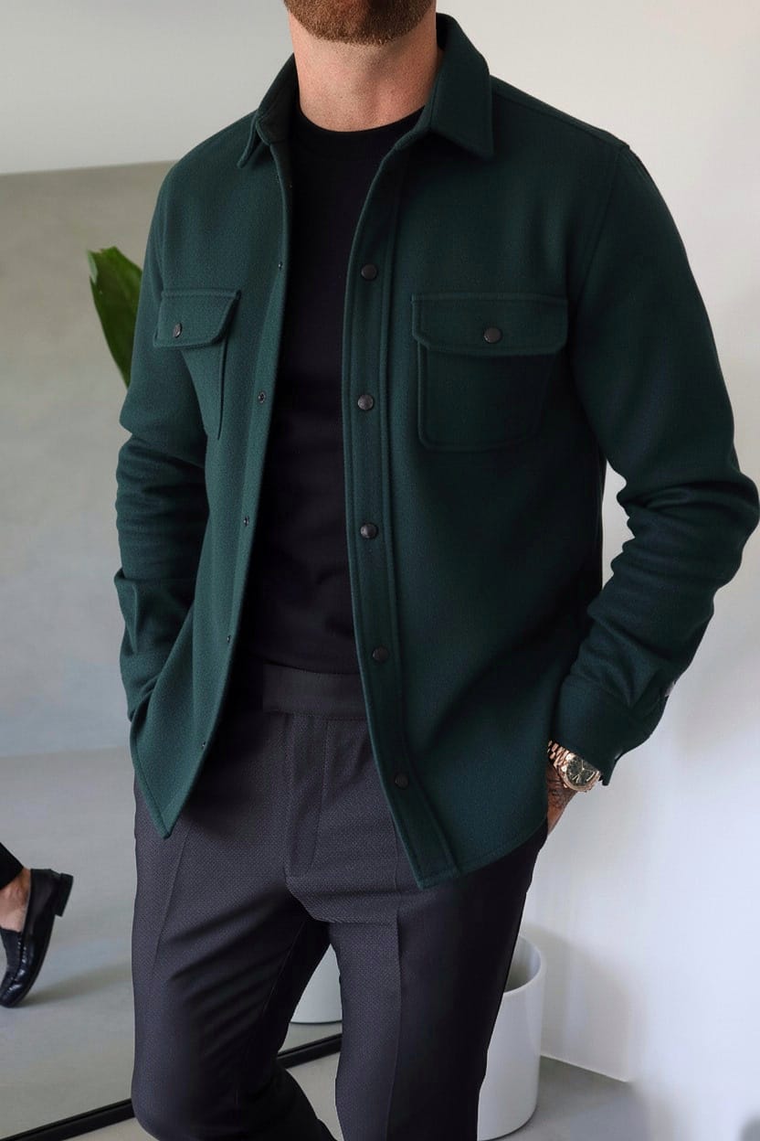 Fleece Overshirt - Teal Green