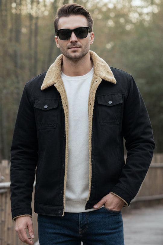 Trucker Furr Jacket - Black