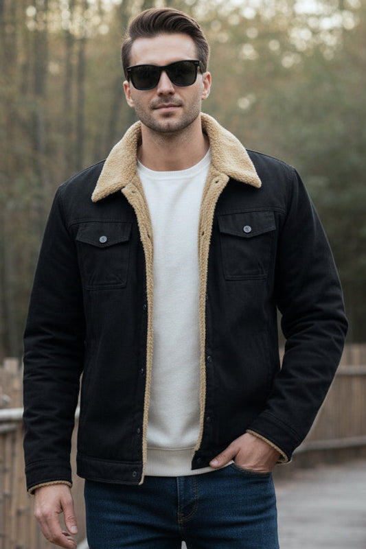 Trucker Furr Jacket - Black