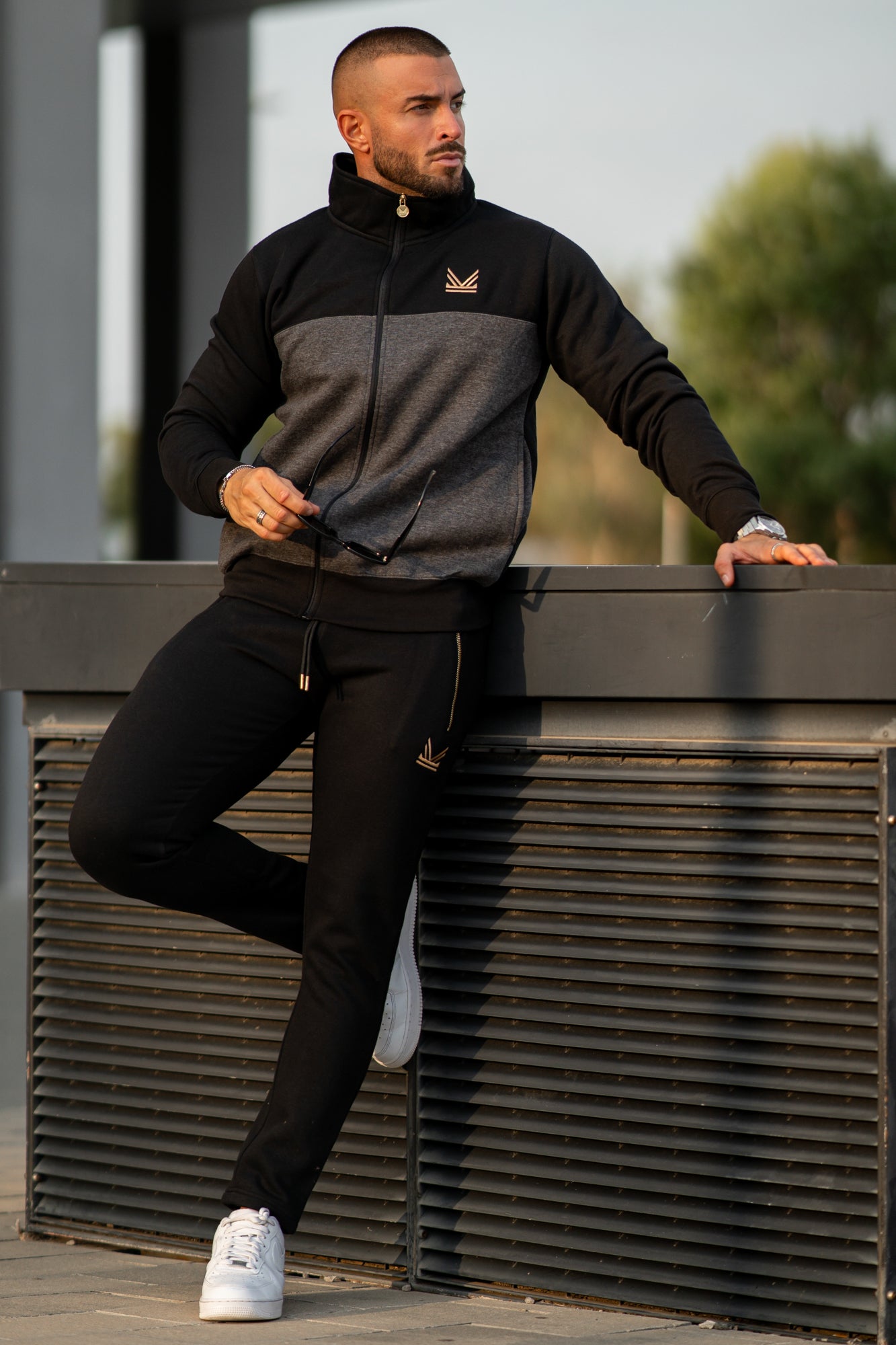 Gold  Terry Cotton Trouser - Black