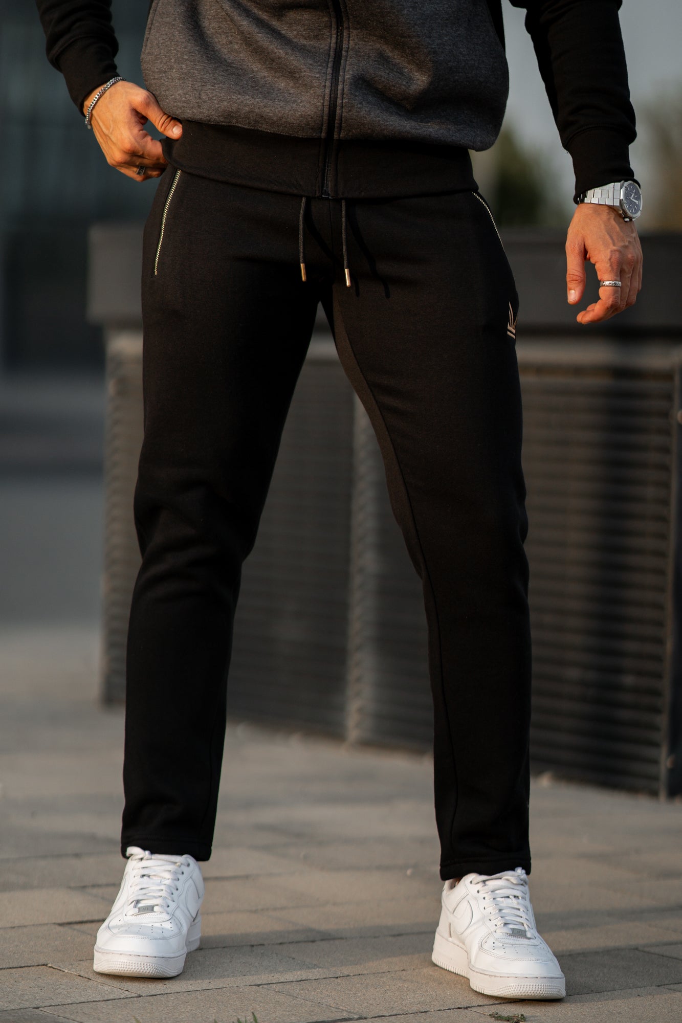 Gold  Terry Cotton Trouser - Black