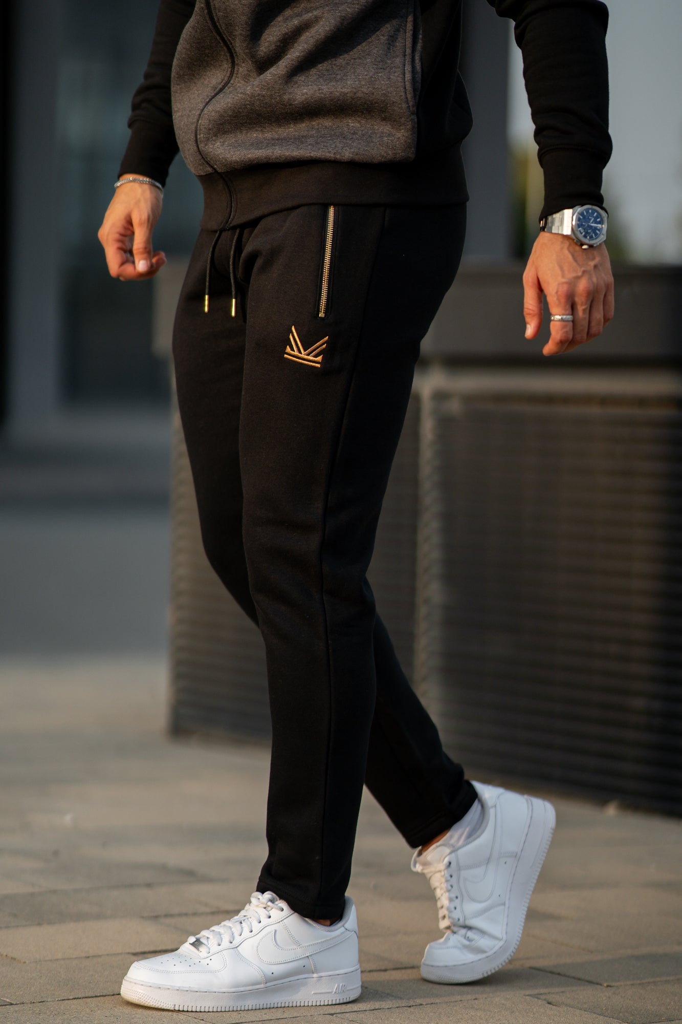 Gold  Terry Cotton Trouser - Black