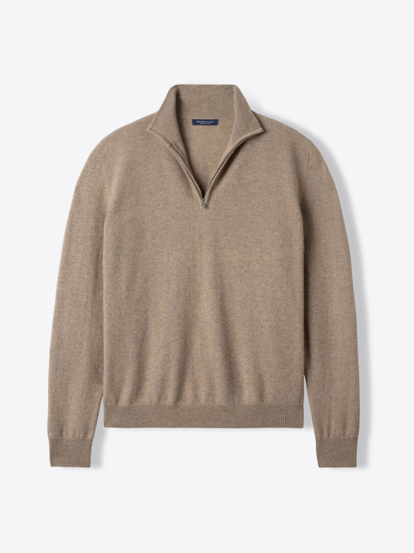 Quarter Zip Rib Knit Sweater - Ice grey