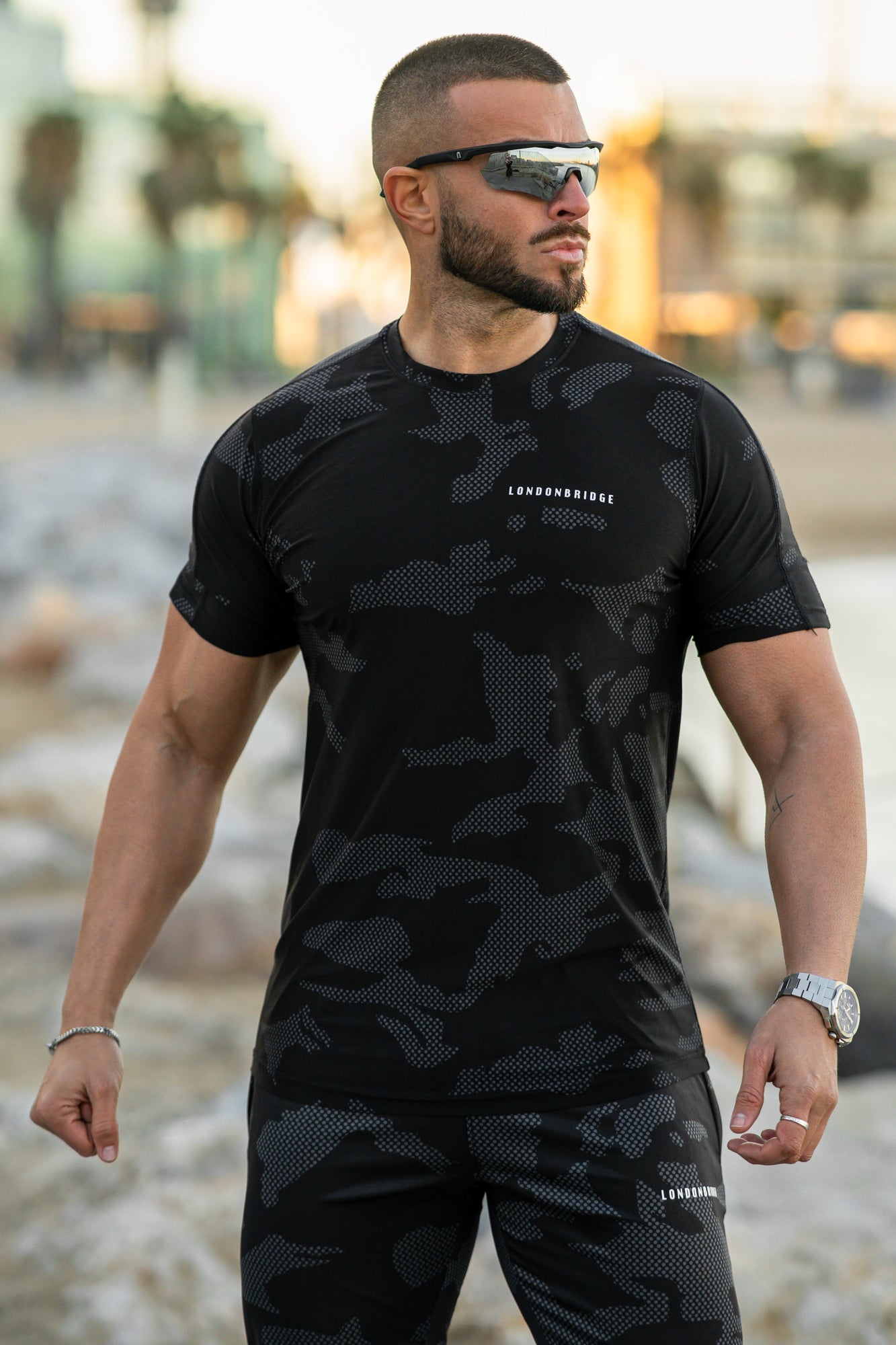 TechCamo Spandexdry T-Shirts - Grey Black
