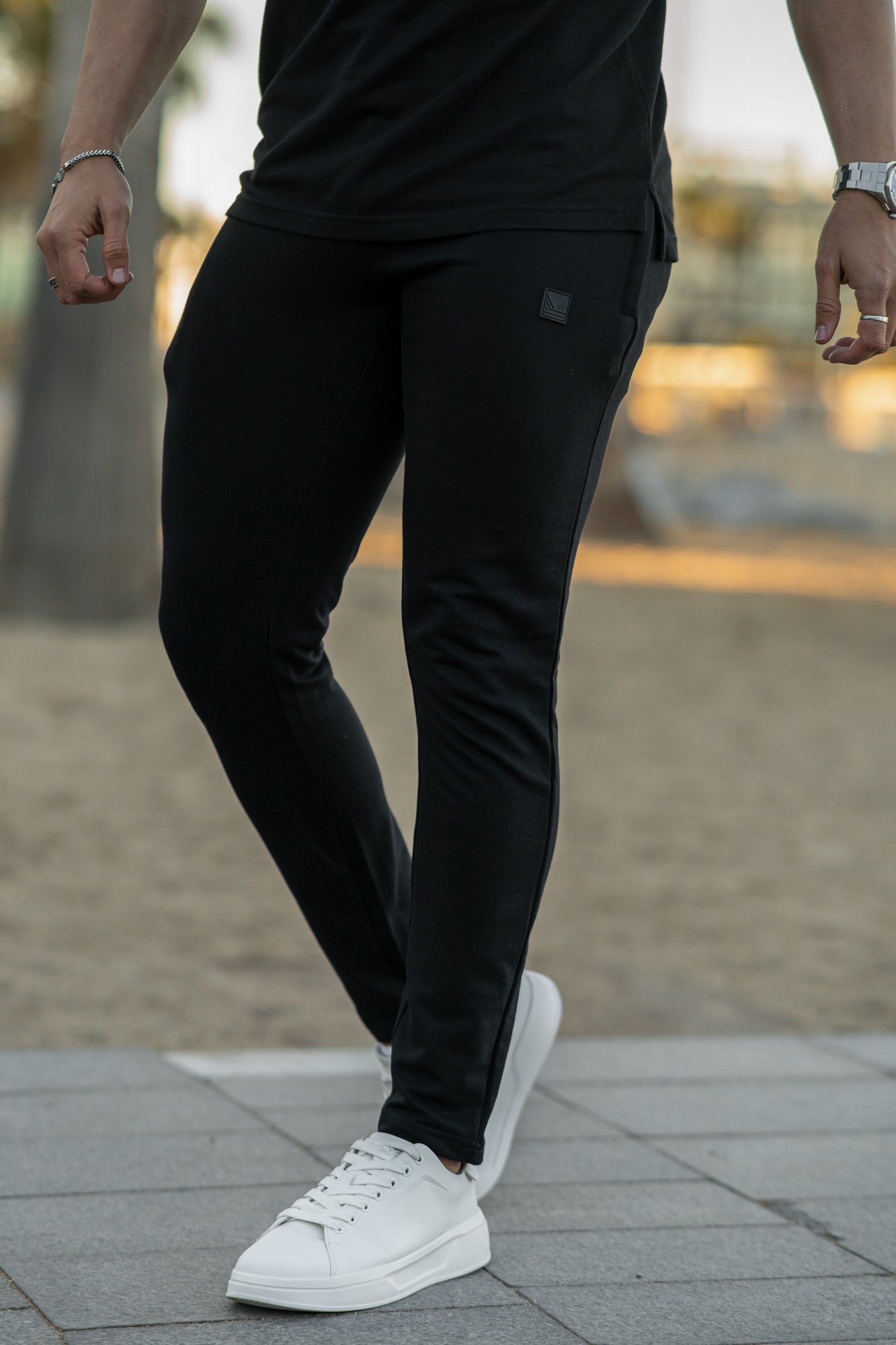 Gothic All Black Cotton Terry Trouser