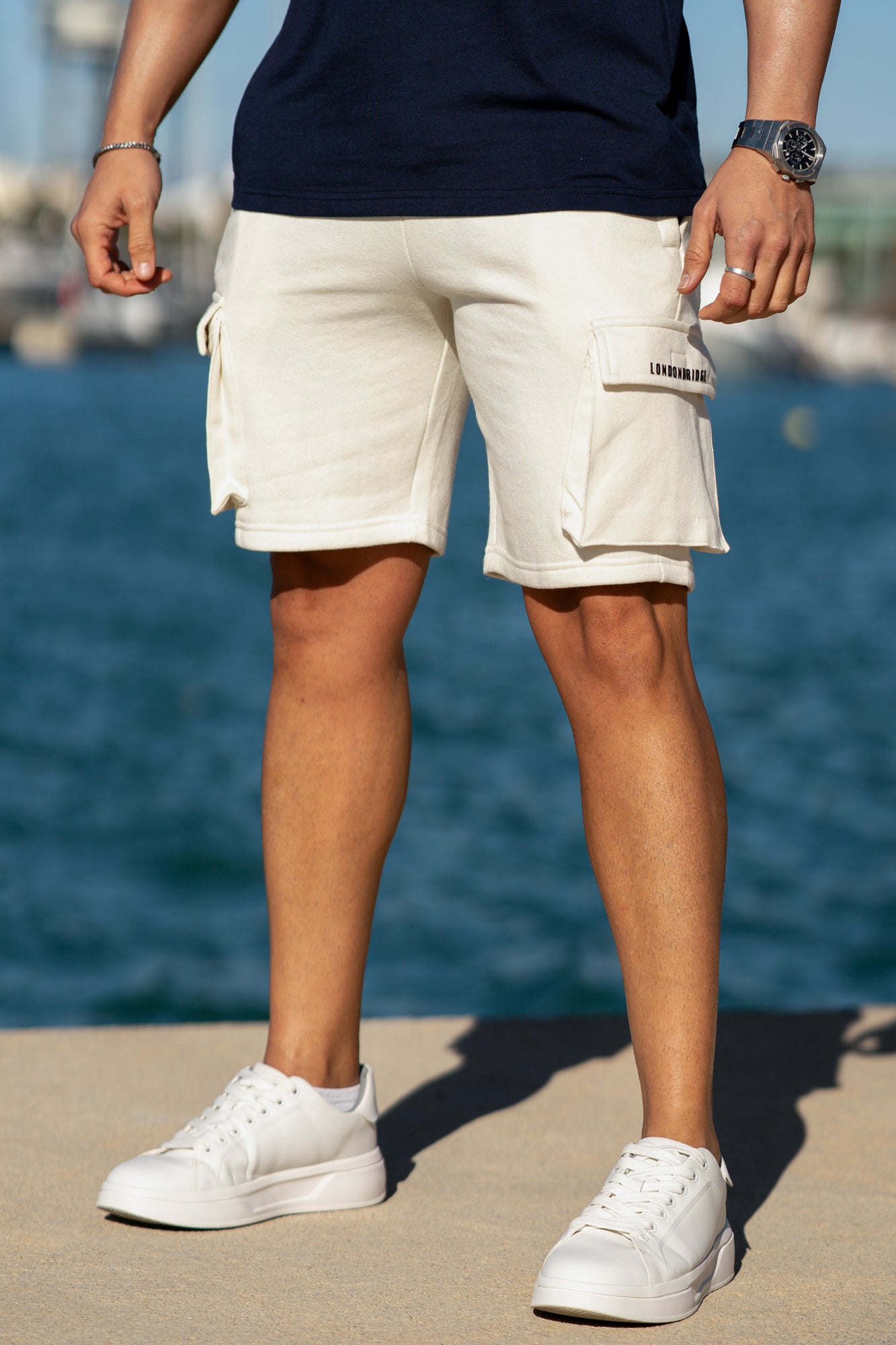 Tailored Cotton Terry Cargo Shorts