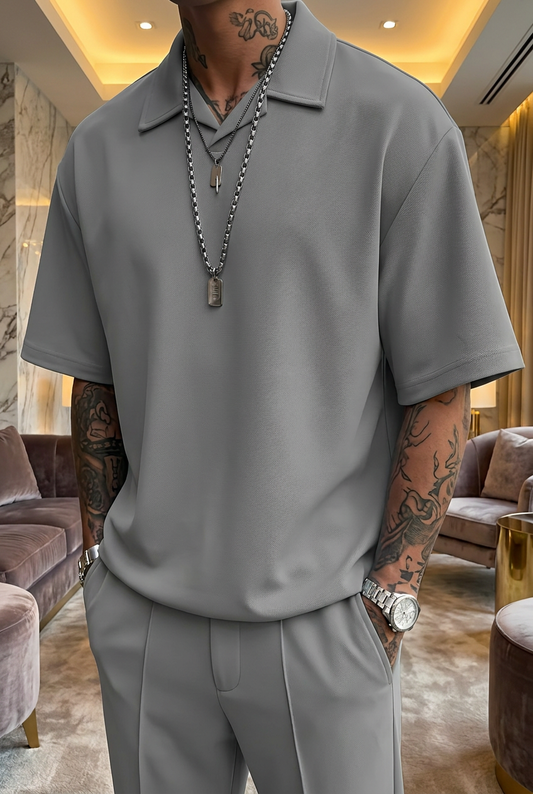 Charlie Drop Shoulder Polo - Grey