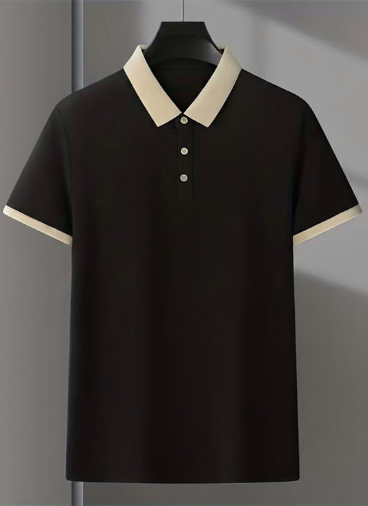 Contrast Cotton Polo - Black