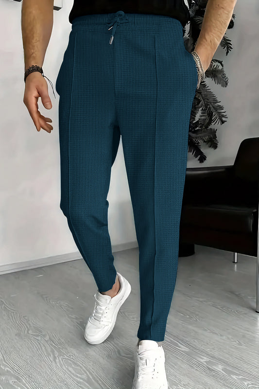 Textured Pant Style Cotton Terry Trouser - Seagreen