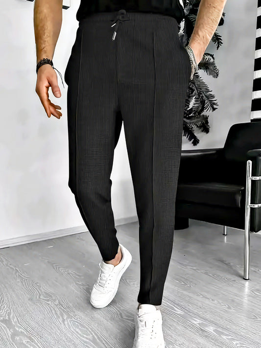 Textured Cotton Terry Trouser - Black